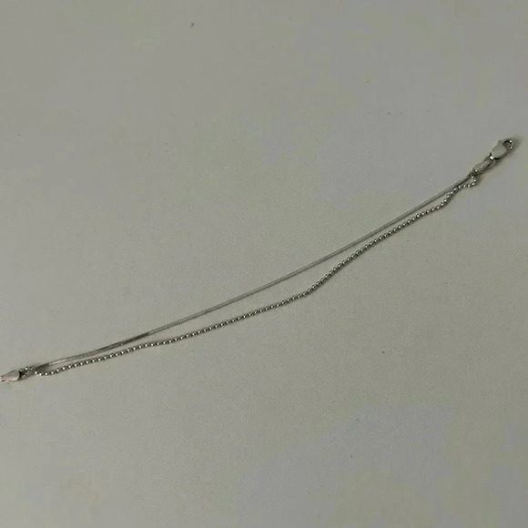Minimalist silver  925 double strand bracelet 7.5” - Picture 2 of 2